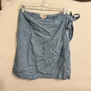 LOFT Asymmetrical Denim Blue Skirt